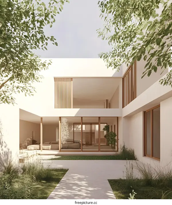 Minimalist Modern Home With Patio and Garden