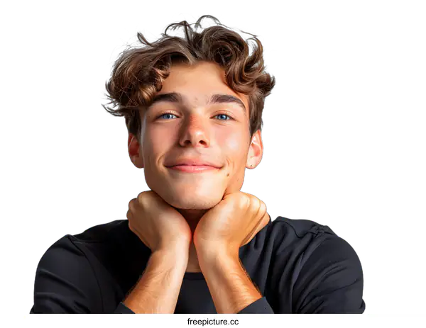 [Transparent Background PNG]Portrait of a Handsome Young Man with Blue Eyes and a Friendly Smile