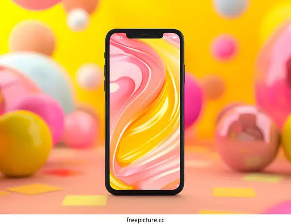 Abstract Mobile Phone Background with Yellow and Pink Colors