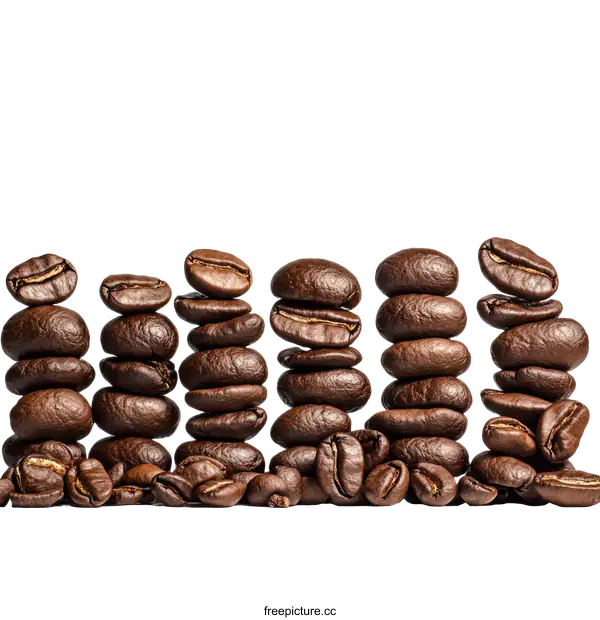 [Transparent Background PNG]Stacked Coffee Beans on White Background