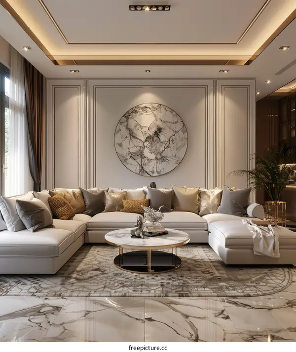 Bright and Airy Living Room With White Sectional