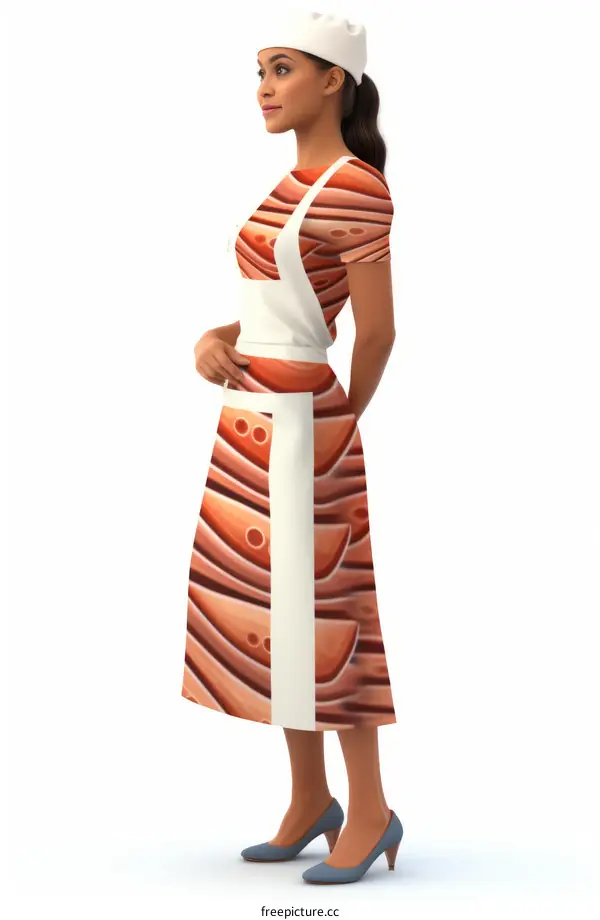 An illustration of a woman wearing a chef's uniform