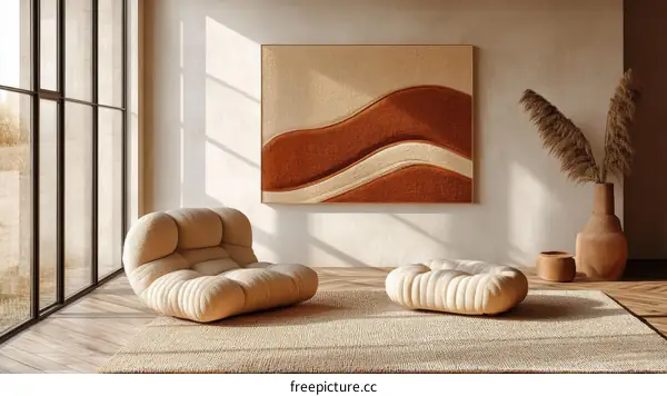 Modern Beige Living Room Interior Design