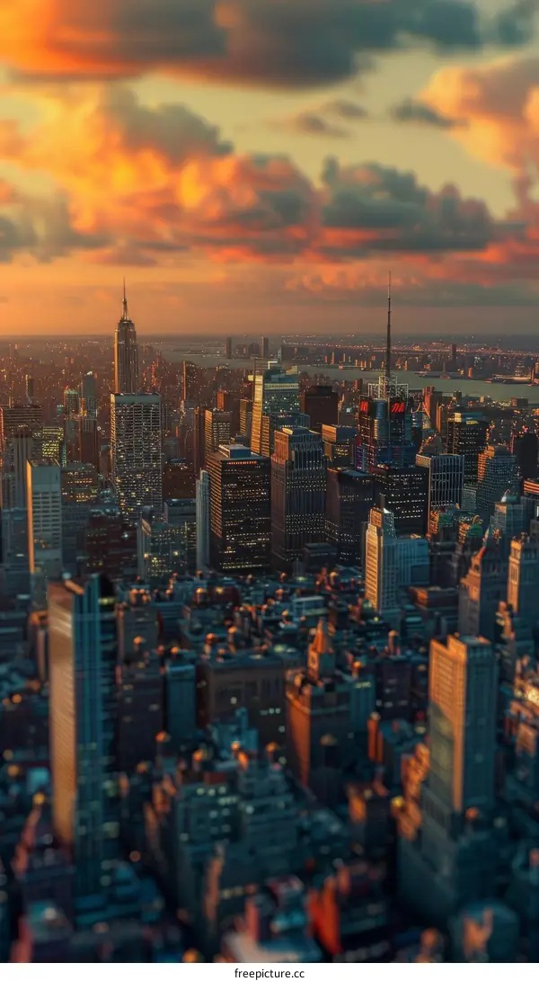 New York City Skyline Sunset Panorama