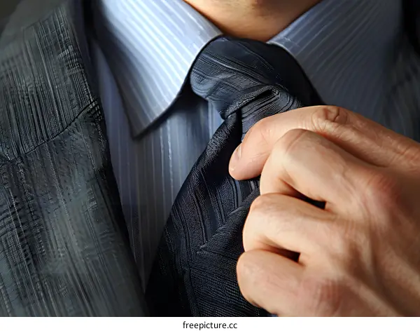 Man Adjusting Tie Close Up