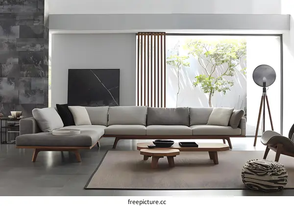 Modern Living Room Interior Design With Grey Sofa
