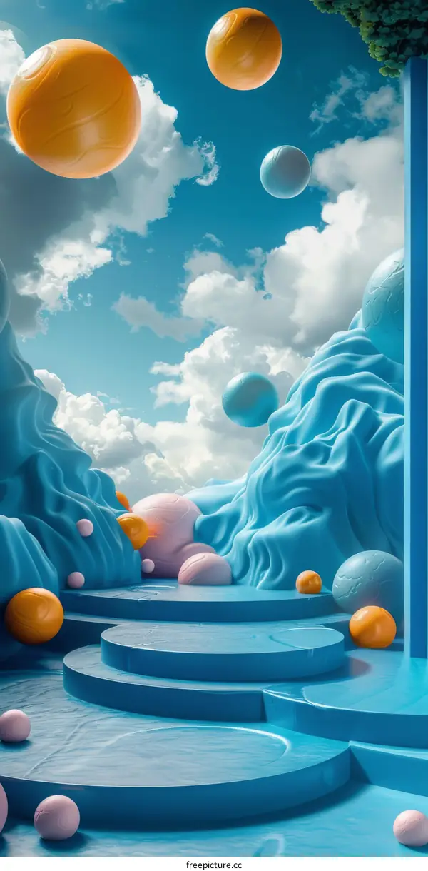 Abstract Colorful Geometric Space Scene