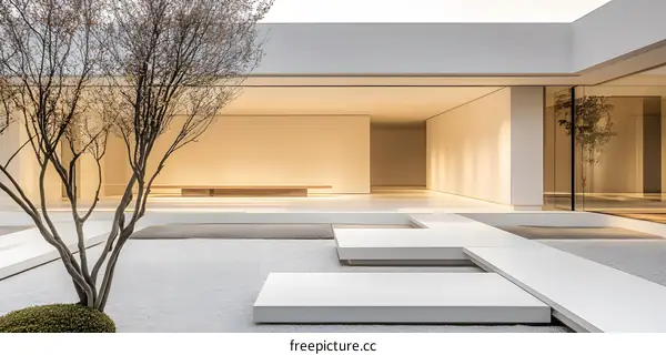 Modern Minimalist Architecture Design with  Zen Garden