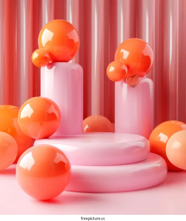 Abstract Pink and Orange Geometric Display