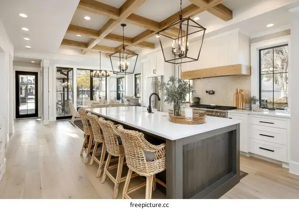 Modern Farmhouse Kitchen with Exposed Beams