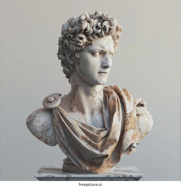 Ancient Roman Bust Sculpture Artwork