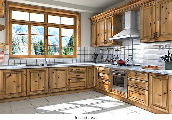 Modern kitchen with a view