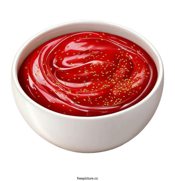 [Transparent Background PNG]Red Strawberry Jam in a White Bowl