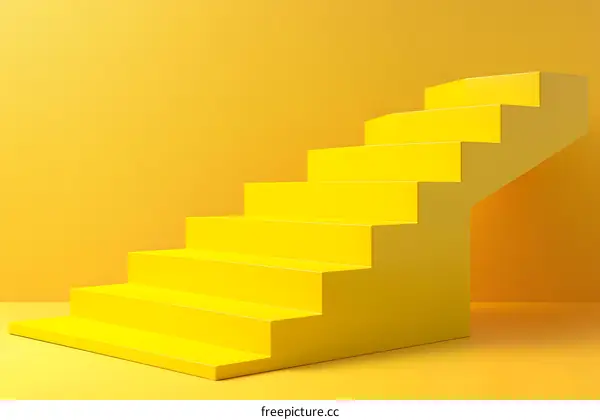 Yellow Staircase Abstract Minimalist 3D Render