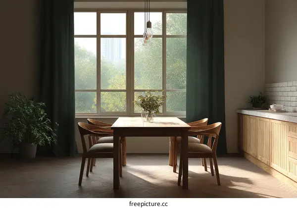 Cozy Modern Dining Room with Window View