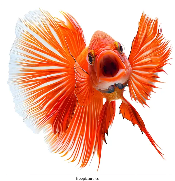 Betta fish with mouth open