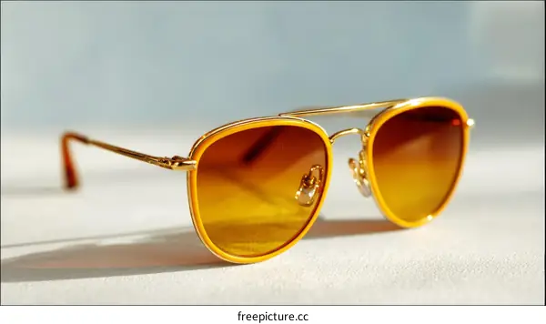 Close-up View of Stylish Orange Sunglasses