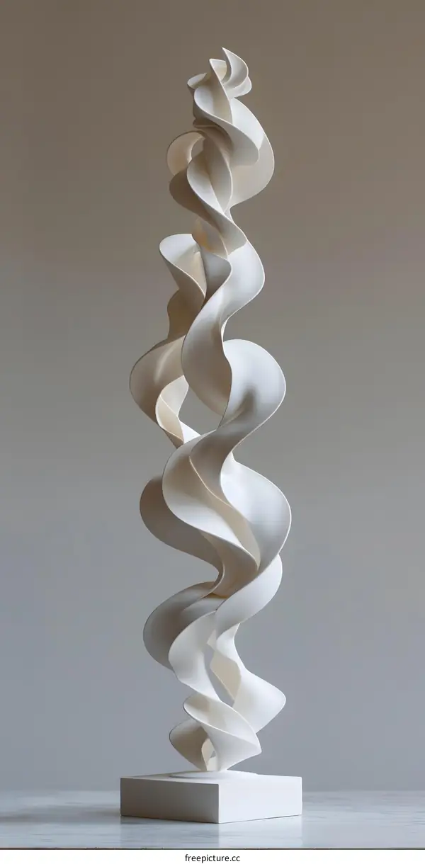 White sculpture with a spiral shape