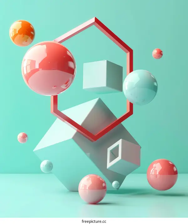 Pink and Blue Pastel 3D Shapes