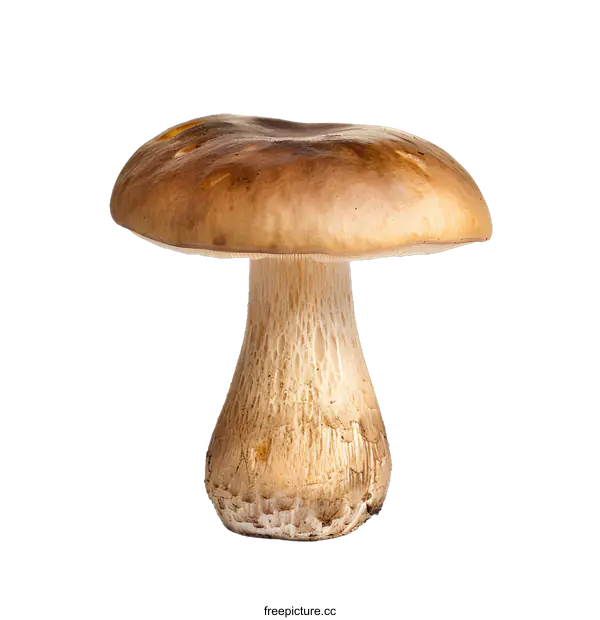 [Transparent Background PNG]Single Fresh Brown Mushroom On A White Background