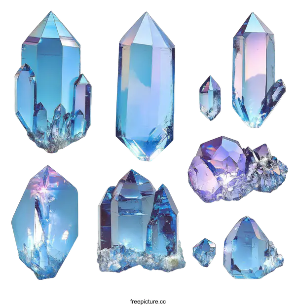 [Transparent Background PNG]Collection of Colorful Crystals and Gems