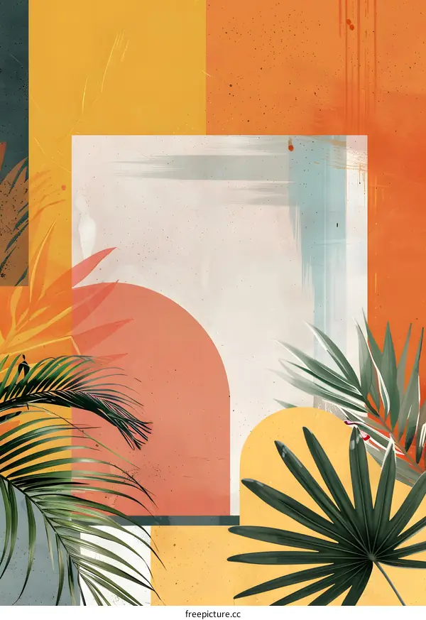 Abstract Tropical Palm Leaves Art