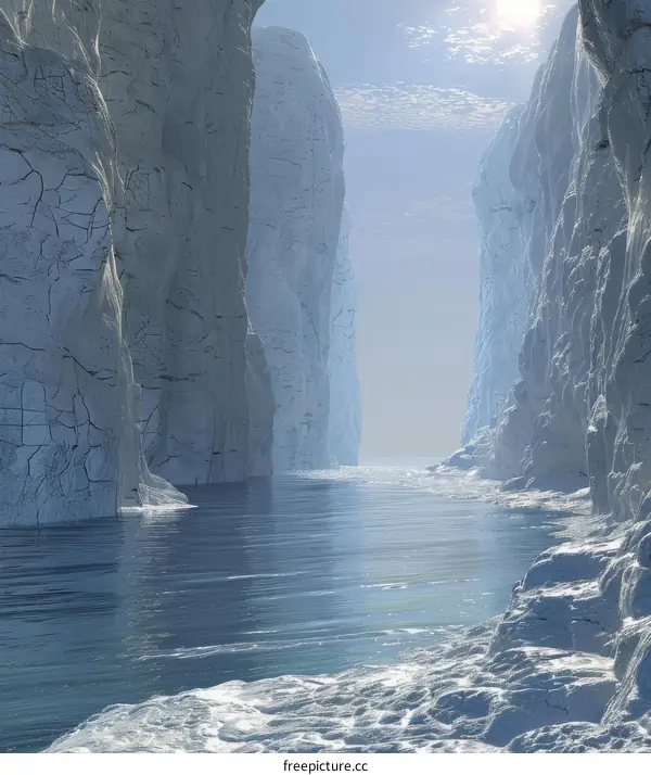 Ice Cave with a River Flowing Through