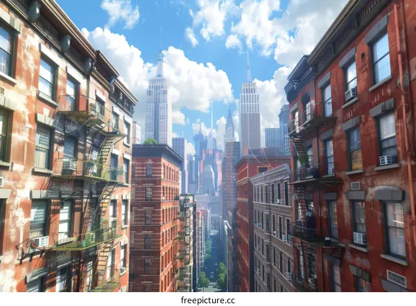 Urban Cityscape with Historic Buildings and Skyscrapers