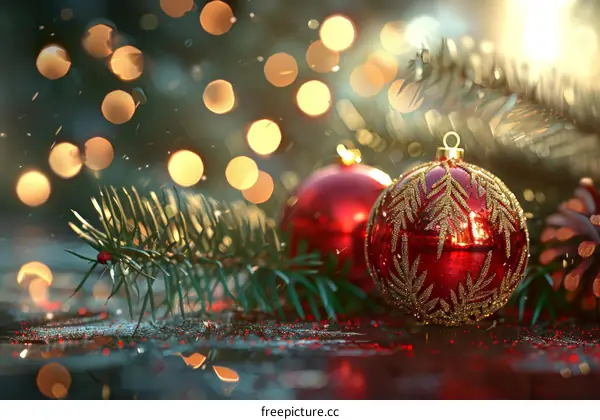 Festive Christmas Table Decor with Red & Gold Ornaments