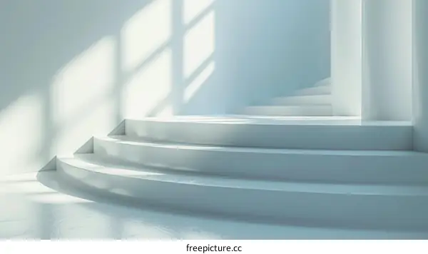 White Room with Curved Staircase