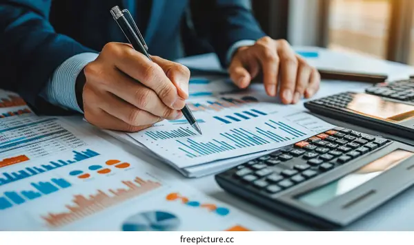 Businessman Analyzing Financial Data