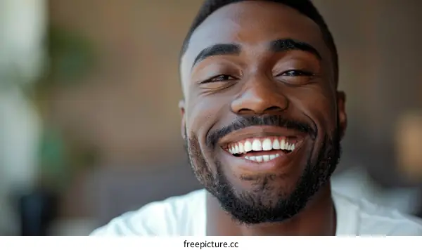 Smiling African Man Portrait Close Up