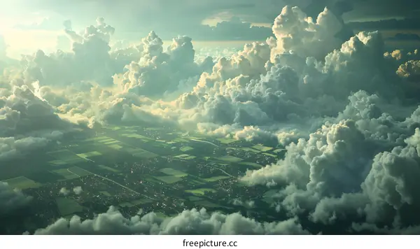 Stunning cloudscape over patchwork farm fields