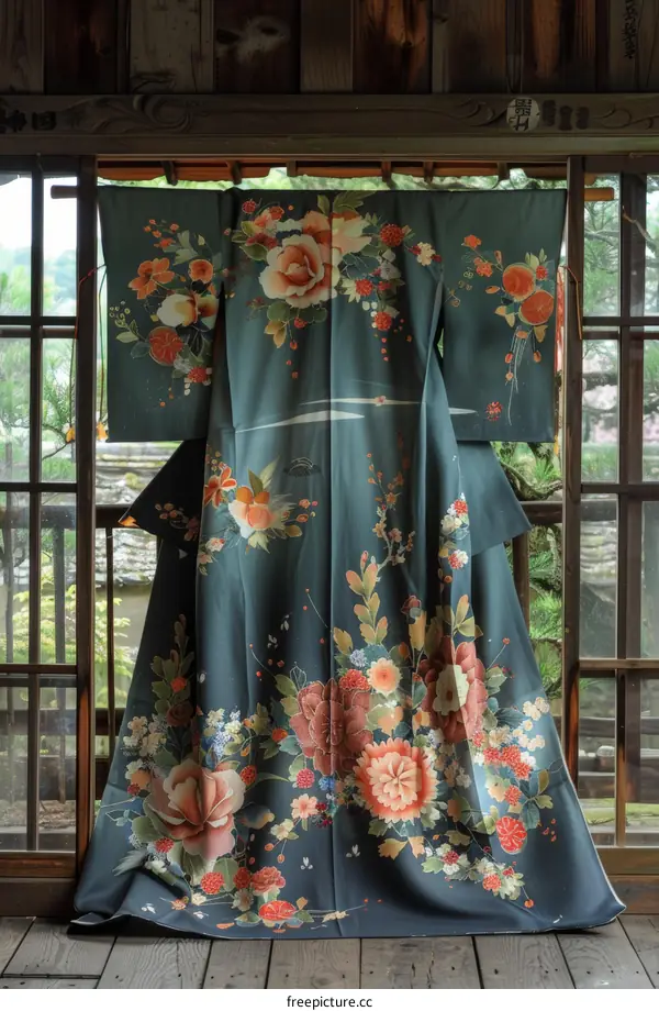 A kimono with a floral pattern