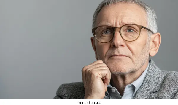 Thoughtful Senior Caucasian Man Portrait