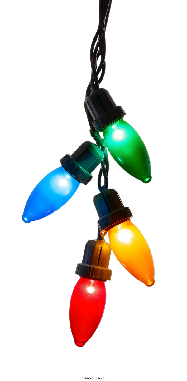 [Transparent Background PNG]Christmas Lights Hanging on White Background