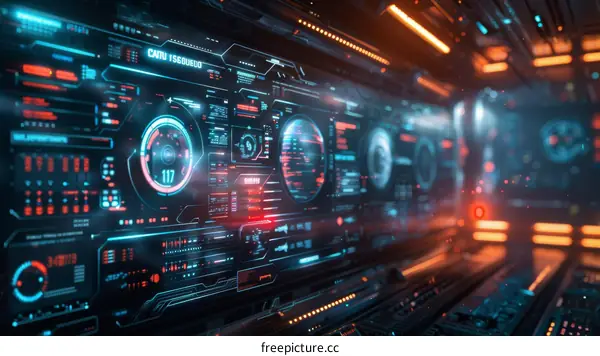 Futuristic spaceship control panel