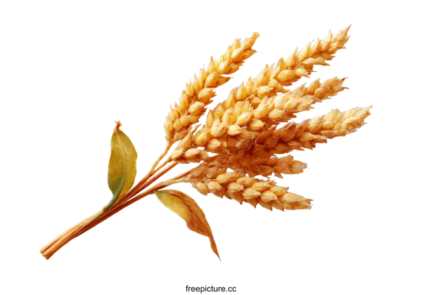 [Transparent Background PNG]Dried Wheat Ears on a Light Gray Background