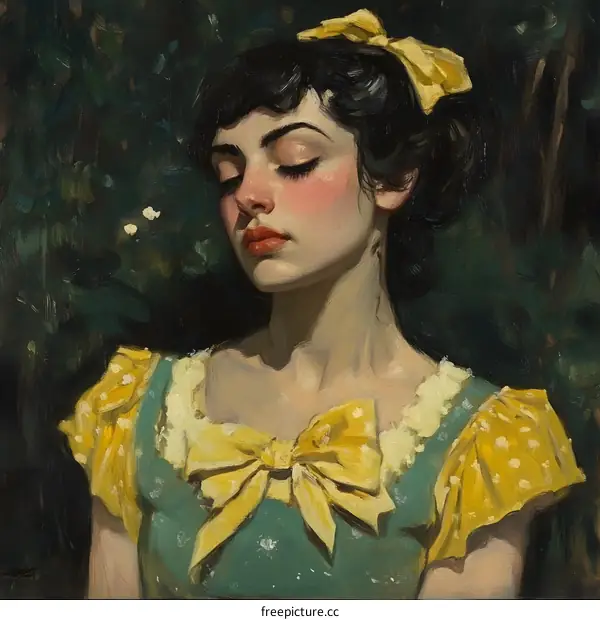 Portrait of a Young Woman with a Yellow Bow