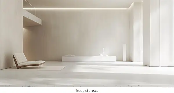 Minimalist Interior Design With White Sofa and White Walls