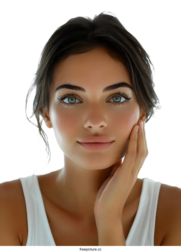 [Transparent Background PNG]portrait of a beautiful young woman with green eyes and brown hair