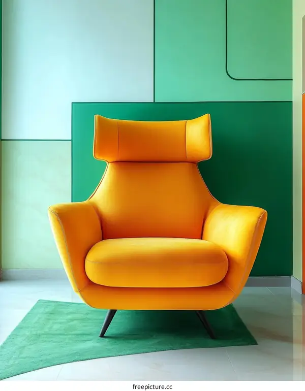Vibrant Orange Armchair in Modern Interior