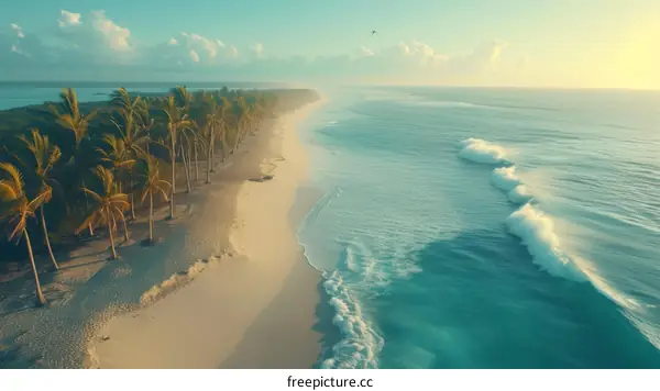 Beach with palm trees and turquoise water