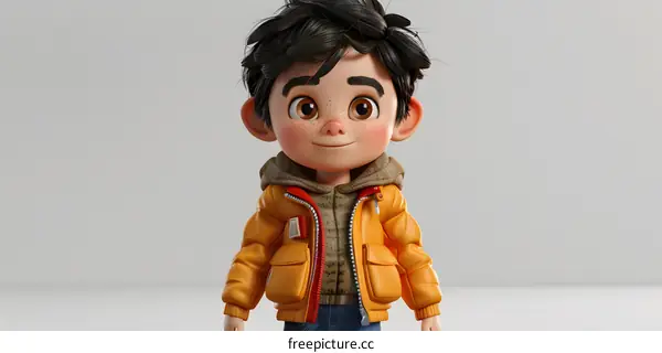 3D rendering of a cute cartoon boy