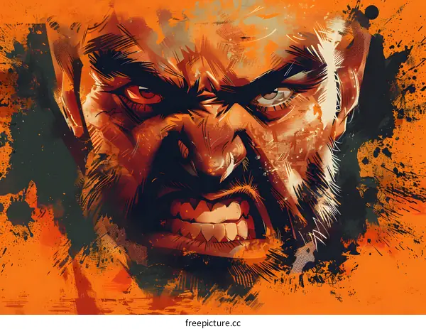 Wolverine angry face closeup comic art