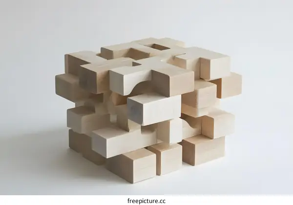 Wooden Block Puzzle Construction Toy