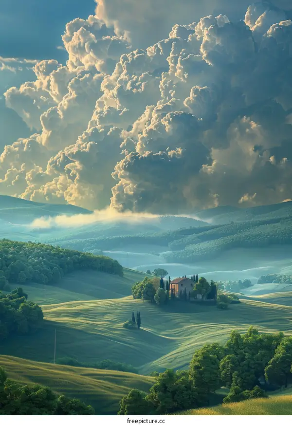 Countryside Landscape with House