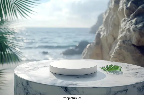 Coastal Display Pod Against a Seascape Background