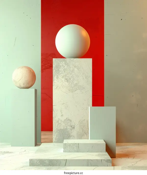 3D Rendering of a Podium with a Sphere on It