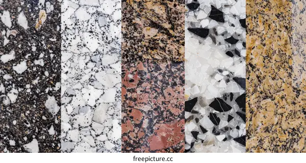 Terrazzo Texture Background in Black, White, and Brown